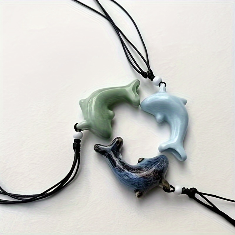 Ceramic Dolphin Whistle Necklace Adjustable Ceramic Holiday Gift for Friends